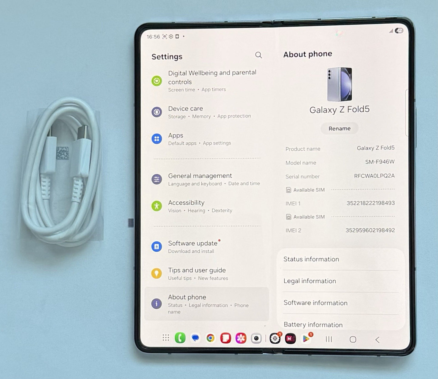Samsung Galaxy Z Fold 5 256GB - Blue - Unlocked - Great Condition