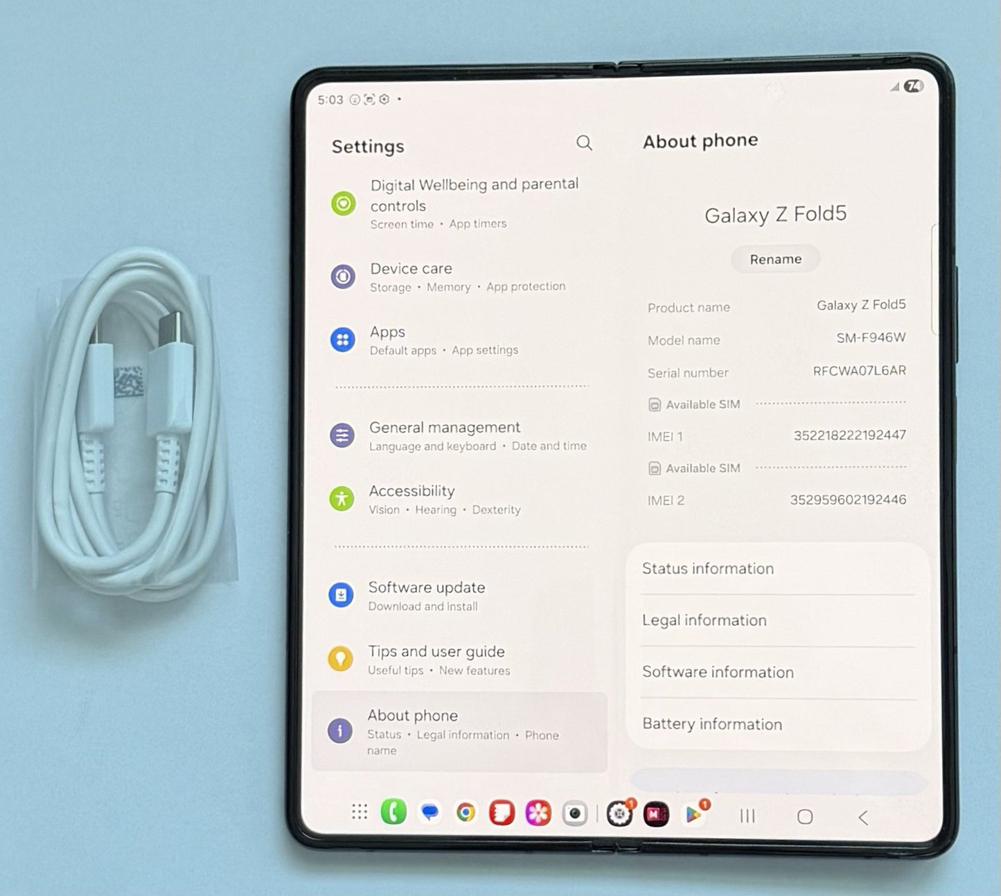 Samsung Galaxy Z Fold5 (SM-F946W) - 256GB Unlocked- Black- Great Condition