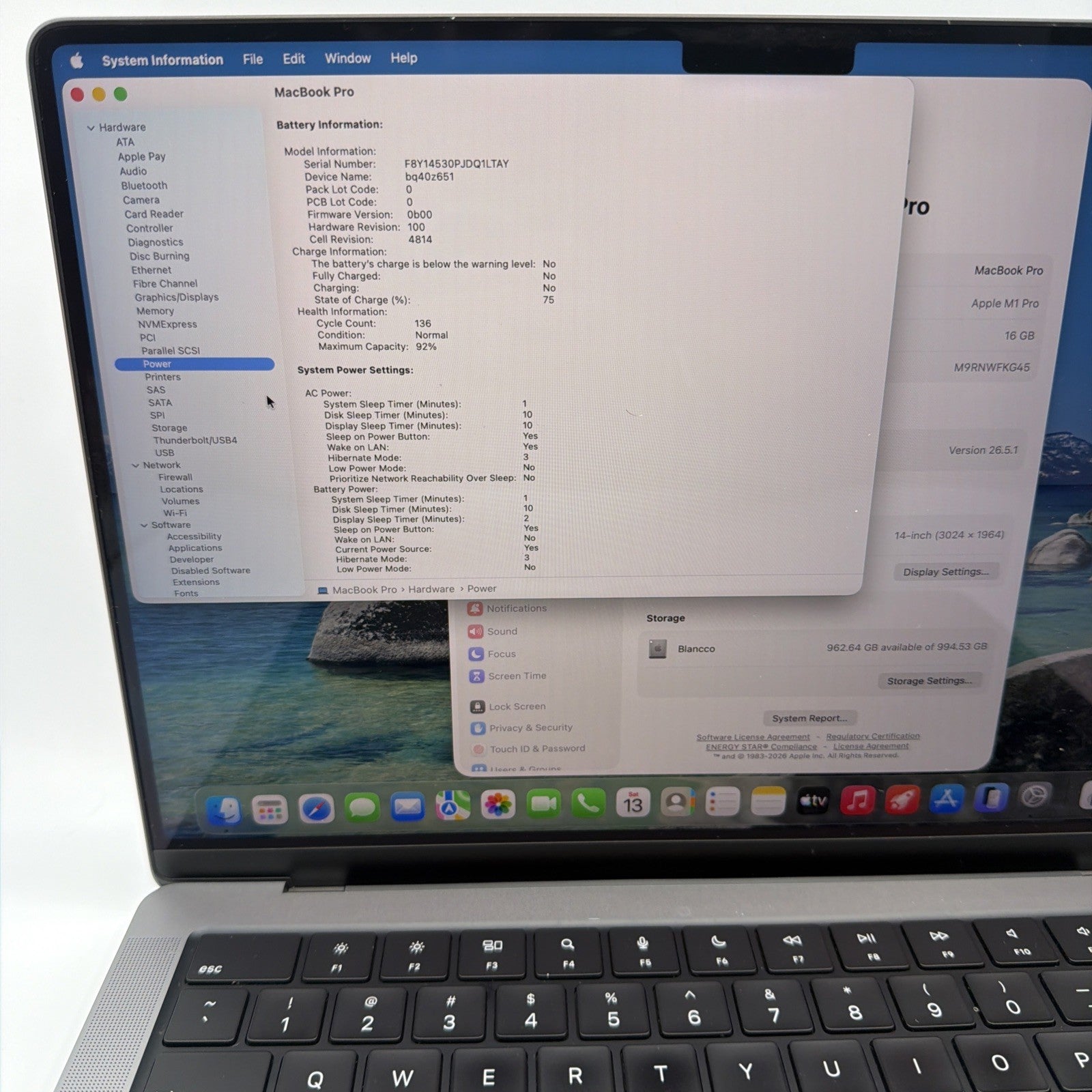 Apple MacBook Pro 14" (2021) -M1 Pro- 1 TB SSD 16GB RAM - Great Condition- 92%🔋
