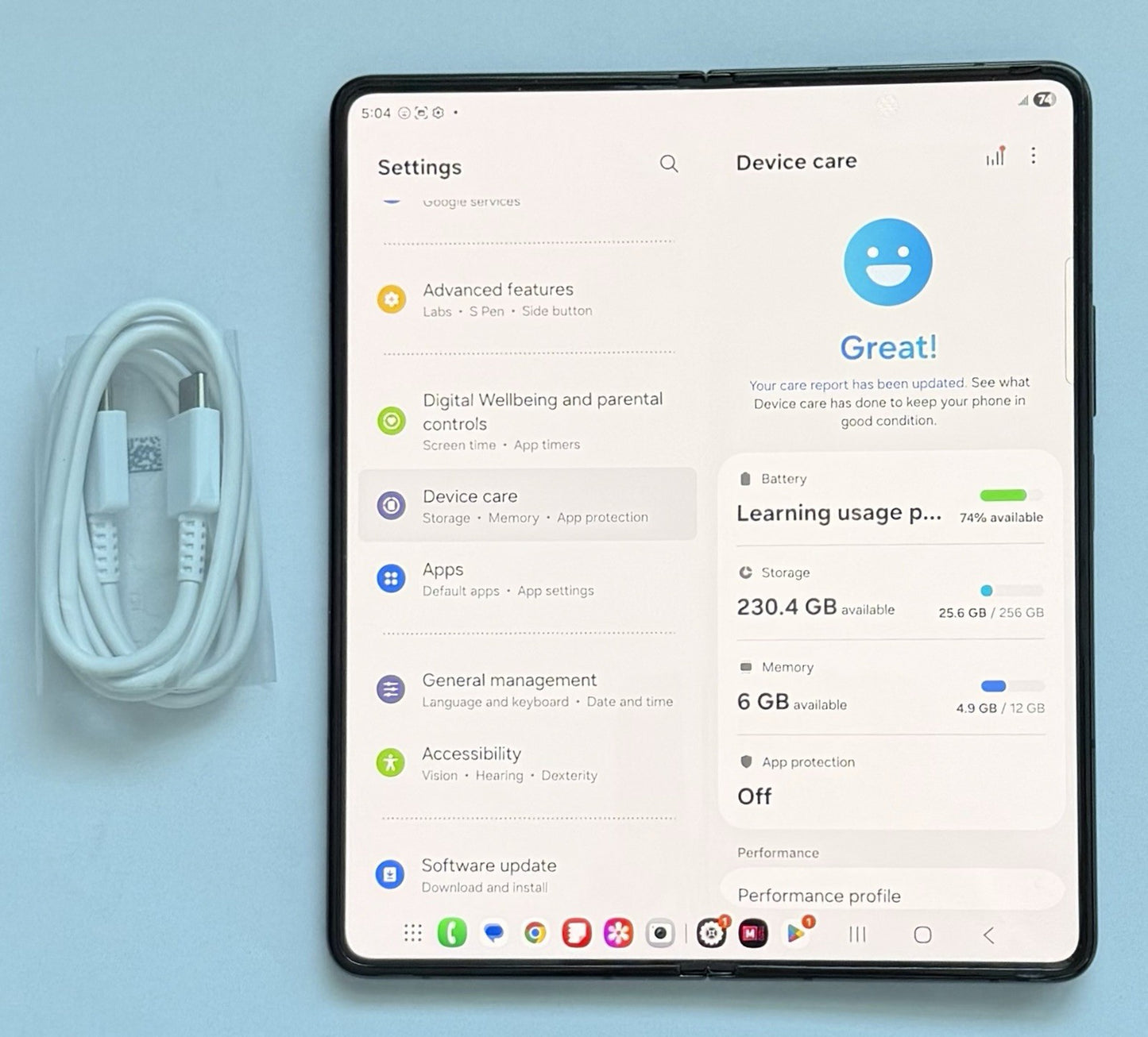 Samsung Galaxy Z Fold5 (SM-F946W) - 256GB Unlocked- Black- Great Condition