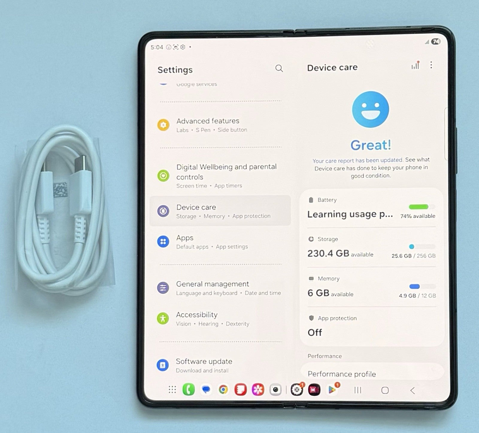 Samsung Galaxy Z Fold5 (SM-F946W) - 256GB Unlocked- Black- Great Condition